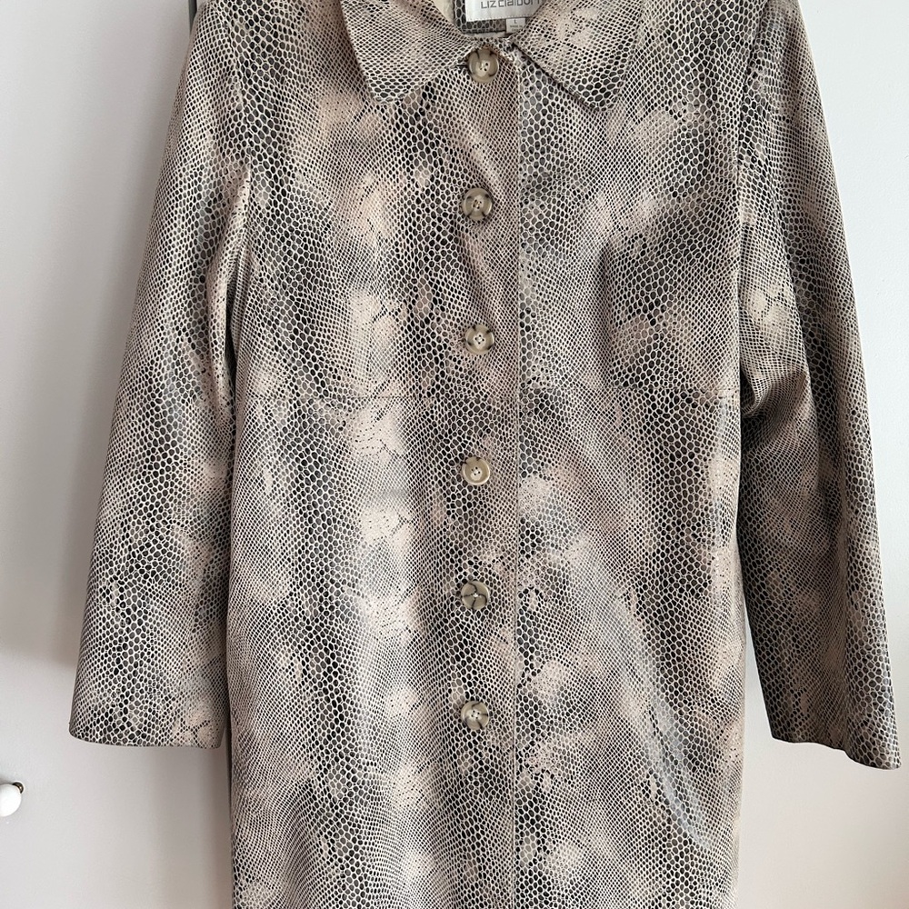 Liz Claiborne Beige Taupe Snake-Print Trench Coat